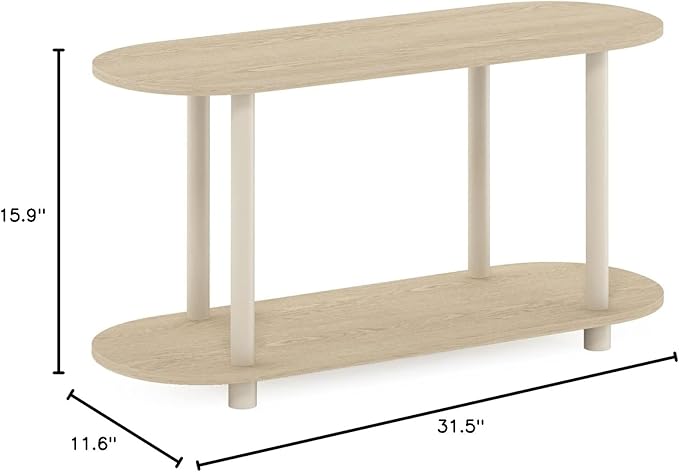 Furinno Turn-N-Tube No Tools Modern Oval Side Table, Bauhaus Oak/Beige