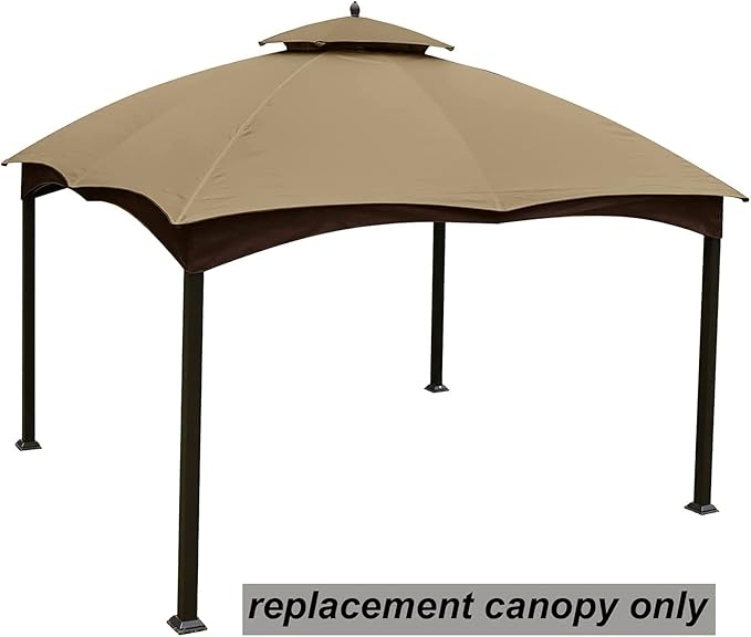 Hugline Outdoor Replacement Canopy Top Double Tier Gazebo Roof Cover for Lowe's Allen Roth 10x12 Gazebo #GF-12S004B-1 (Khaki)