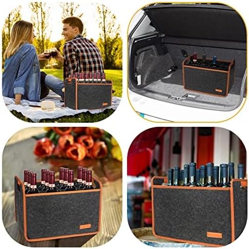 Foyego 2 Pack 12 Bottle Wine Tote Bag, Insulated Thermal Padded Wine Carrier Tote, Reusable Wine Bags for Wine Bottles Travel, Camping and Picnic, Perfect Wine Lover Gift