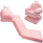 Kids Couch Fold Out Soft Toddler Chairs,Toddler Armrest Chair Bed for Play,Gift for 0-3 Years,Pink Bunny