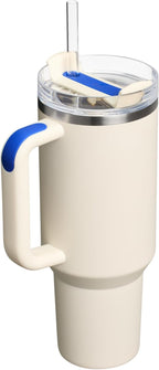 STANLEY Quencher H2.0 Flow State Tumbler, 40 oz, Cream Royal | Handle and Straw | 3-Position Lid | Cup Holder Compatible for Travel | Insulated Stainless Steel Cup | BPA-Free