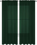 2 Piece Solid Elegant Sheer Curtains Fully Stitched Panels Window Treatment Drape (54" X 120", Hunter Green)