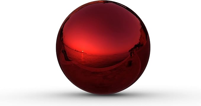 Lulu Decor, Red Stainless Steel Gazing Mirror Ball Size 12, Smooth Reflective Shiny Garden Decoration Globe
