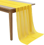 Pack of 25 | Yellow | 14ft Chiffon Table Runner 29x170 Inches Long Romantic Rustic Sheer Gauze Runner for Wedding Bridal Shower Birthday Banquets Engagement Spring Easter Boho Decorations