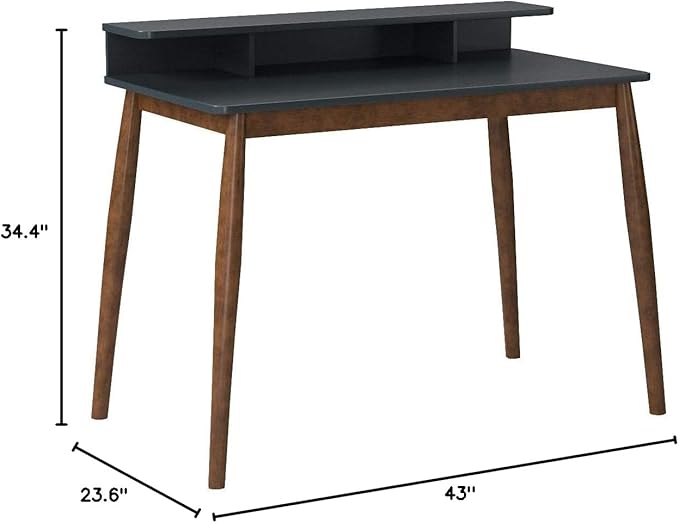Roundhill Furniture Roskilde Storage Wood Office Desk, Gray