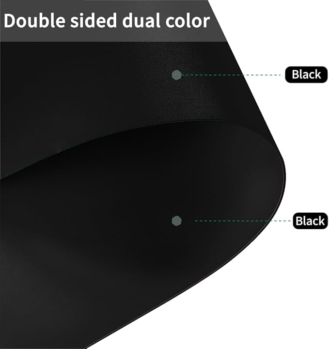 Leather Table Mat - 36x78 Inch Waterproof Easy to Clean Can Conceal Flaws Protector The Table Top from Scratches Used for Dining (Black+Black 36x78)