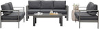Wisteria Lane Aluminum Outdoor Patio Furniture Set, Modern Patio Conversation Sets, Outdoor Sectional Metal Sofa with 5 Inch Cushion and Coffee Table for Balcony, Garden, Dark Grey