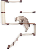 CatastrophiCreations Deluxe Cat Fort Wall Mounted Lounge, Climb and Play Furniture Cat Tree Shelves, English Chestnut Bamboo/Natural Canvas, one Size