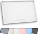 ukeetap 19" x 12" Extra Thick Silicone Mat Waterproof with Raised Edge, BPA Free Non-Slip Dog & Cat Food Mat, Feeding Mat for Food and Water Bowls, Spill Proof Mat to Protect Floors, White