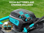 40V 21 inch Self-Propelled Lawn Mower Cordless, 3-in-1 Brushless Electric Lawn Mower with 6-Position Cutting Height Adjustment, 2 * 8.0Ah Battery & Dual Charger Included