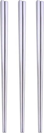 Stainless Steel Chopsticks,Reusable ,Dishwasher Safe , Easy to Use（3 PCS,silver）
