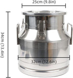 Stainless Steel Milk Can, 20 L/5.25 Gallon Heavy Duty Airtight Storage Canister Milk Bucket with Lid, Embedded Silicone Milk Jug Wine Pail Water Cereals Bucket with Three Latches and Two Handles