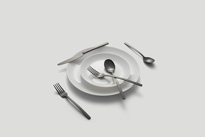 Cambridge Silversmiths Beacon Flatware Set, 18/0 Stainless Steel, Dishwasher Safe, Flatware Collection, Black Satin, 20-Piece, Service for 4