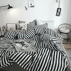 White and Black Stripes Comforter Set Twin Women Bedding Set Soft Durable White Striated Bedding Set Black Stripes Ticking Quilts Hotel Quality Comforter Set Girls White Black Stripes Bed Set