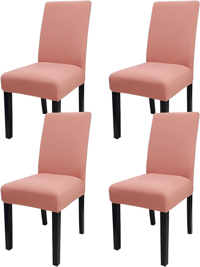 JQinHome Terra Cotta Chair Covers for Dining Room Set of 4, High Stretch Removable Washable Parsons Chair Slipcover for Home Party Hotel Wedding Ceremony (4PCS,Terra Cotta)
