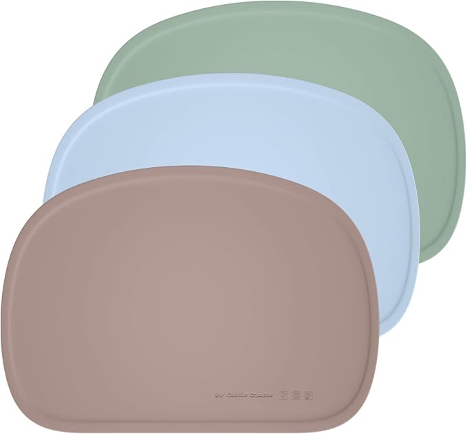 Cuddle Campus Set of 3 Silicone Placemats with Raised Edges for Kids,Toddlers,Babies, Non-Slip Dinning Table Mat, Baby Eating Mat, Food Mat Set-3