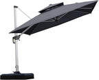 PURPLE LEAF 9ft Patio Umbrella Outdoor Square Umbrella Large Cantilever Umbrella Windproof Offset Heavy Duty Sun for Garden Deck Pool Patio, Grey