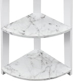 Convenience Concepts Newport 5-Tier Corner Bookshelf, White Faux Marble/White