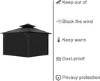 Gazebo Universal Replacement Privacy Curtain, 12'X12' Gazebo Curtains Outdoor Waterproof, 4-Panels Sidewall with Zipper for Patio, Garden and Backyard (Only Curtains, 12'X12', Black)