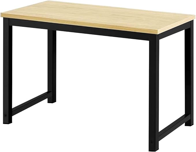 Halter Computer Desk for Home Office 47” Work Table Easy Assembly Walnut Desk Black Frame