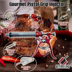 Butcher BBQ Pistol Grip Gourmet Meat Injector Syringe | Metal Handle | 50cc Pistol Grip Injection Syringe | 2 Different Needles for Different Meats | BBQ Smoker Accessories | Tailgating Accessories