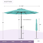 Midtown Umbrellas Sunbrella Umbrella 9 Feet Outdoor Umbrella With Yellow Acrylic Fabric - Auto-Tilt Aluminum Frame Patio Umbrella For Backyard, Deck, Garden, Pool - Black Pole