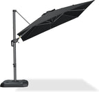PURPLE LEAF 8 Feet Patio Umbrella Outdoor Cantilever Square Umbrella Aluminum Offset Umbrella with 360-degree Rotation for Garden Deck Pool Patio Black