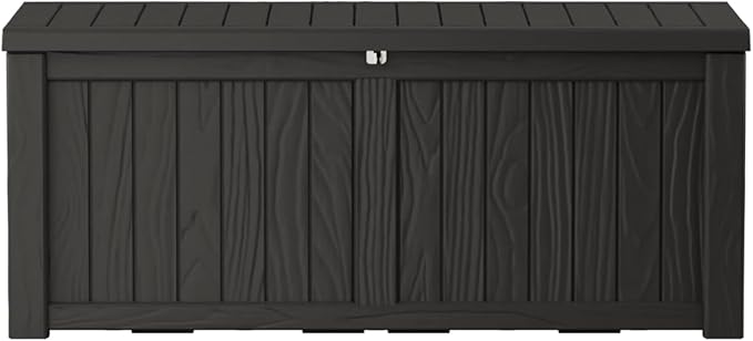 150GAL Black Large - Capacity Outdoor Deck Box with Lockable Compartment - Waterproof, SGS - Protected Against UV, Ideal for Storing Large Patio Furniture Sets and Seasonal Decor, Hassle