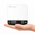 Partyreal Digital Kitchen Coffee Scale，Slim Scale with Tare, g/oz/ml Units, Backlit Display, USB-C Rechargeable (Cable Included) + AAA Backup Power White