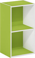 Furinno Luder Bookcase / Book / Storage, 2-Tier Cube, Green/White