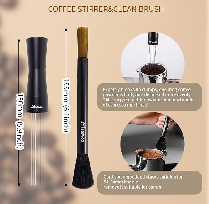 7 Pack Espresso Tamper Station&Coffee Distributor Tamper&Espresso WDT Stirrer&Coffee Tamping&Brush&Coffee Dosing Funnel&Espresso Puck Screen, Espresso Accessories for Bar Home Office (54 mm)