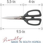 TECHEF Kitchen Shears, All Purpose Scissors, Dishwasher Safe, Heavy Duty Meat Scissors Poultry Shears, Stainless Steel, Made in Korea (Dark Gray)
