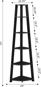 Convenience Concepts Newport 5 Tier Corner Bookcase, Black