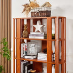 Tall Book Shelf Unit Combo, 5 Layer Storage Shelves Organizer, Modular Open Back Grid Bookcase for Home Office Decor, Dark Oak