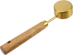 1/16 Cup Stainless Steel Measuring Cup with Wooden Handle, 15ml | Gold Measuring Scoop, 15ml Metal Measuring Spoon, For Baking, Cooking, Wet and Dry Ingredients