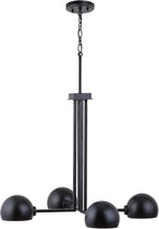 Capital Lighting 433141MB Hadley Urban/Industrial Curvy Arm Dome Chandelier, 4-Light 240 Total Watts, 21" H x 27" W, Matte Black