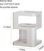 Modern Side Table,White end Table,Unique nightstand,Bedside Table,Metal 3-Tier Night Stand with Storage,Accent Side Table for Couch,Bedroom,Living Room.No Assembly Required.