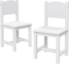 Timy Toddler Wooden Chair Pair, Kids Furniture for Eating, Reading, Playing 2 Pack (White)