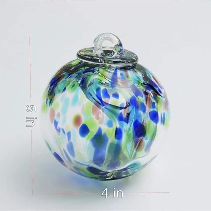 YaoYuan 4 Inch Garden Hanging Gazing Ball Hand-Blown Glass for Hanging Gardens Window Outdoor Gazing Ball Witch Balls Glass Ornament (Bule and Purple)