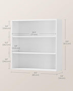 VASAGLE Bookshelf, 31.5 Inches Wide, 3-Tier Open Bookcase with Adjustable Storage Shelves, Floor Standing Unit, Cloud White ULBC173T14