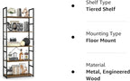 OTK 5 Tier Bookshelf, Tall Bookcase, Office Shelf Storage Organizer, Modern Book Shelf for Living Room, Bedroom, and Home Office, Vintage