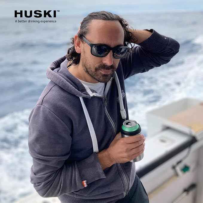 Huski Beer Cooler 2.0 | NEW | Premium Can and Bottle Holder | Triple Insulated Marine Grade Stainless Steel | Detachable 3-in-1 Opener | Works as a Tumbler | Best Gifts for Beer Lovers (Stainless)