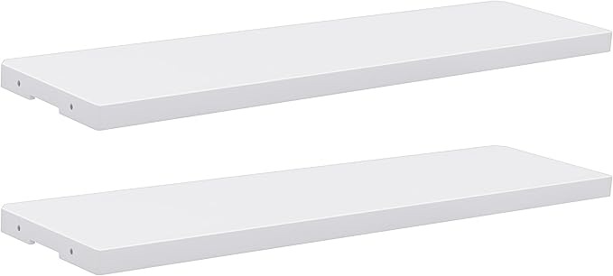 DWVO 2-Pack Resin Storage Shed Shelves, Fit for 35 Cu. Ft. Horizontal Shed 4.3x2.5x3.4 FT, 47" x 12.6" Waterproof Shelves with 8 Screws, 44 lbs Capacity, Easy to Assemble, Gray