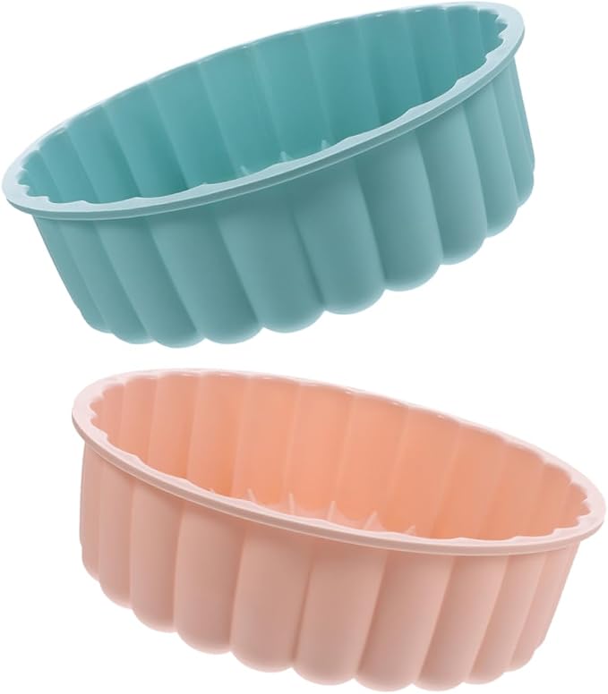 SECFOU 2pcs Food Grade Silicone Cake Pan Round Nonstick for Tart and Cheesecake Baking Up