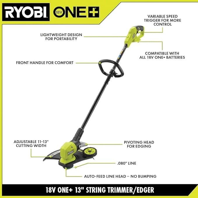 ONE+ 18V 13 in. Cordless Battery String Trimmer/Edger (Tool Only)