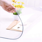 NECAUX Custom Multisize 1.5mm Thick Clear PVC Table Cover Protector - 36 x 78 Inch Kitchen Wood Grain Vinyl Transparent Table Protector Plastic Protective Dining Room Table Pad