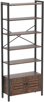 IRONCK Bookshelf and Bookcase with 2 Doors and 5 Shelves, 27.6" W Standing Storage Cabinet for Living Room, Home Office, Bedroom, Washroom, Vintage Brown