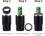 14oz 4 in 1 Stainless Steel Can Cooler Beer Bottle Insulator With 2 Lids for 12oz can&bottle, Double walled insulated Thermocooler &Travel Mug Holder Keeping Your Bevearge Cold (Orange#)