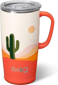 Swig Life 22oz Insulated Travel Mug with Handle & Lid, Boho Desert | Triple Insulated Stainless Steel - Handle & Lid Included - Keeps Coffee Hot or Cold - Cup Holder Friendly