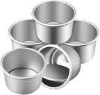 SECFOU 5-Piece Removable Bottom Round Cake Pan Set 2-Inch Aluminum Alloy Molds for Baking Non-Stick Metal Cake Pans for Cheese and Dessert for Home Bakers